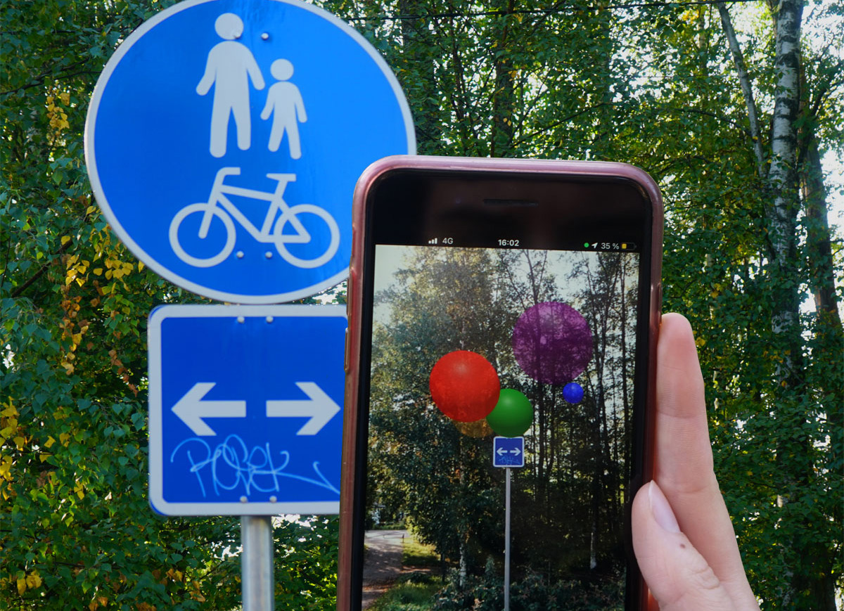 ORB lisätyn todellisuuden veistos Myllypurossa , Helsinki 2023