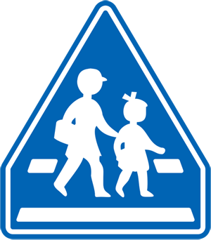 Crosswalk  and schoolzone traffic sign