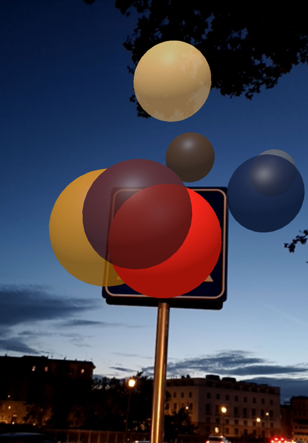 ORB sfera colorata in realtà aumentata vista a Roma attraverso uno smartphone